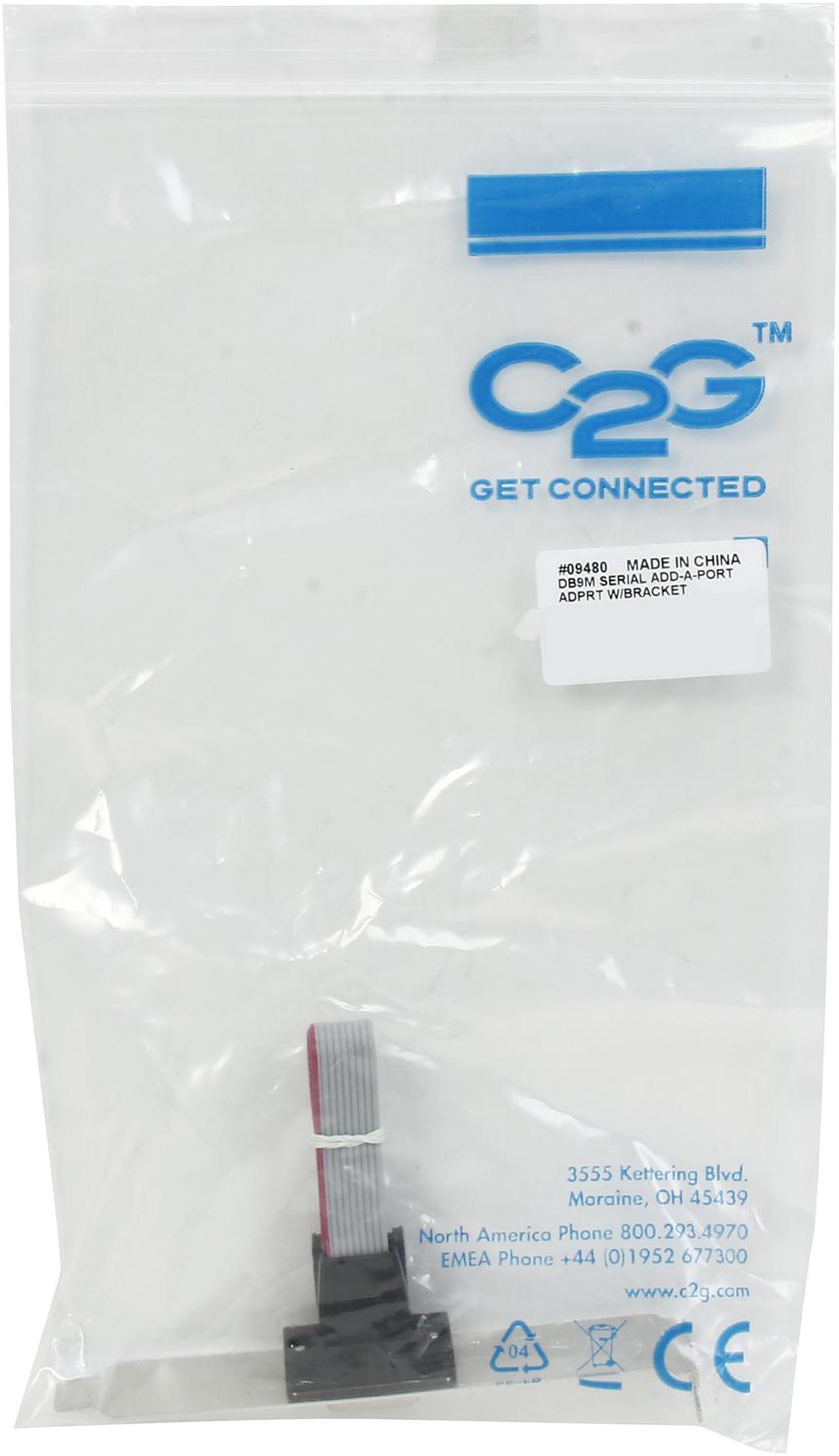 Alt view image 4 of 4 - C2G 09480 DB9 Male Serial RS232 Add-A-Port Adapter with Bracket, Gray