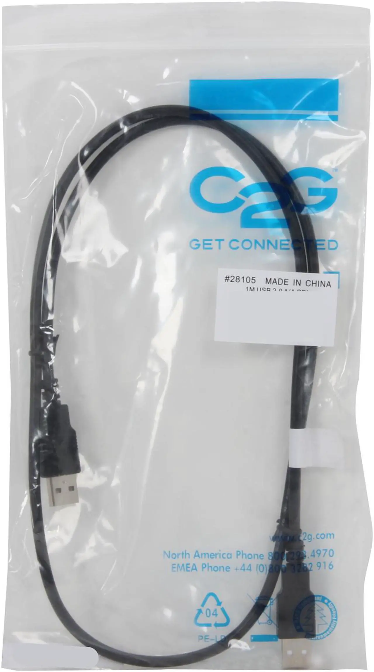 Alt view image 3 of 3 - C2G 28105 USB Cable - USB 2.0 A Male to A Male Cable, Black (3.3 Feet, 1 Meter)