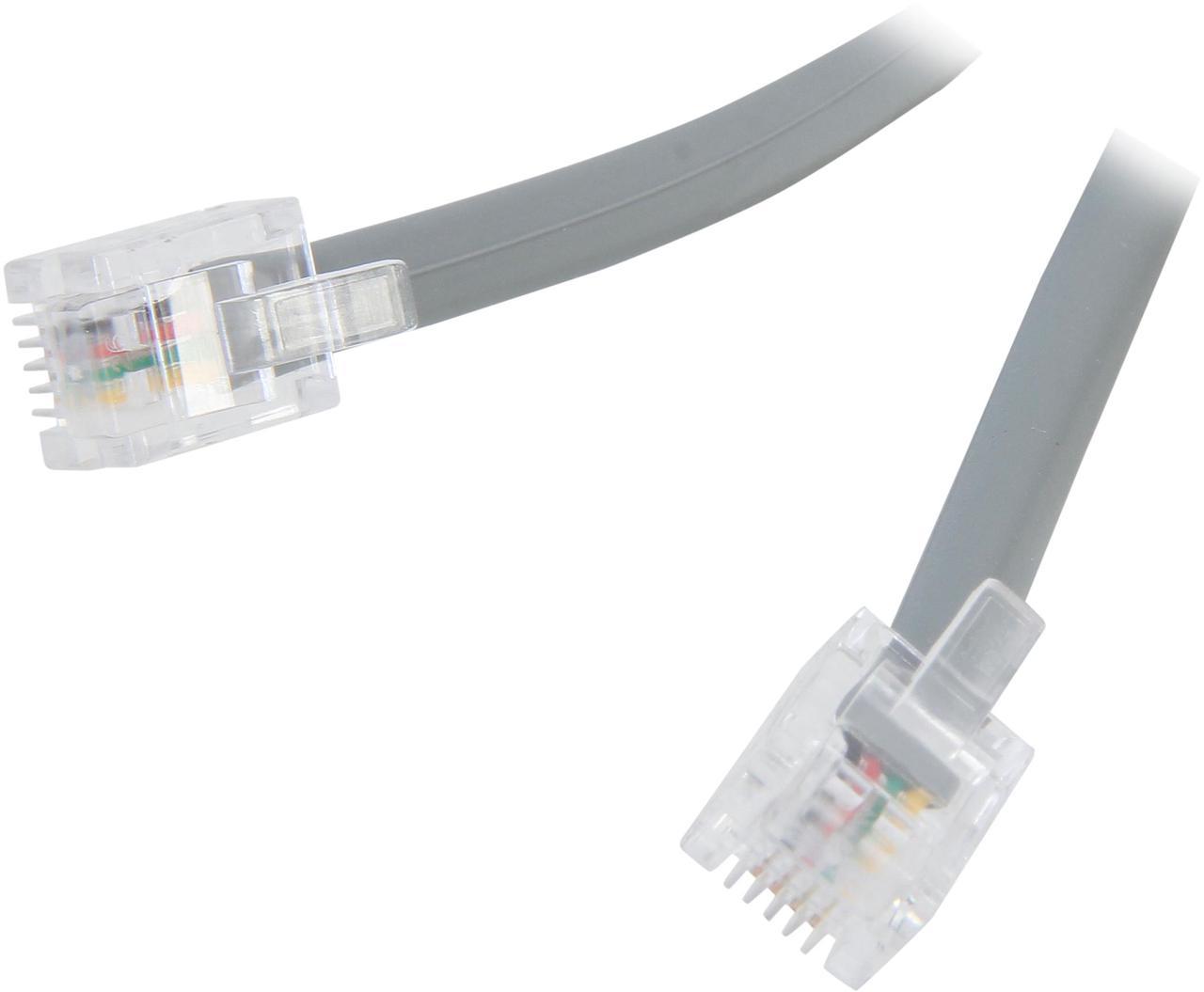 C2G 09593 RJ11 6P4C Straight Modular Cable, Silver (50 Feet, 15.24 Meters)