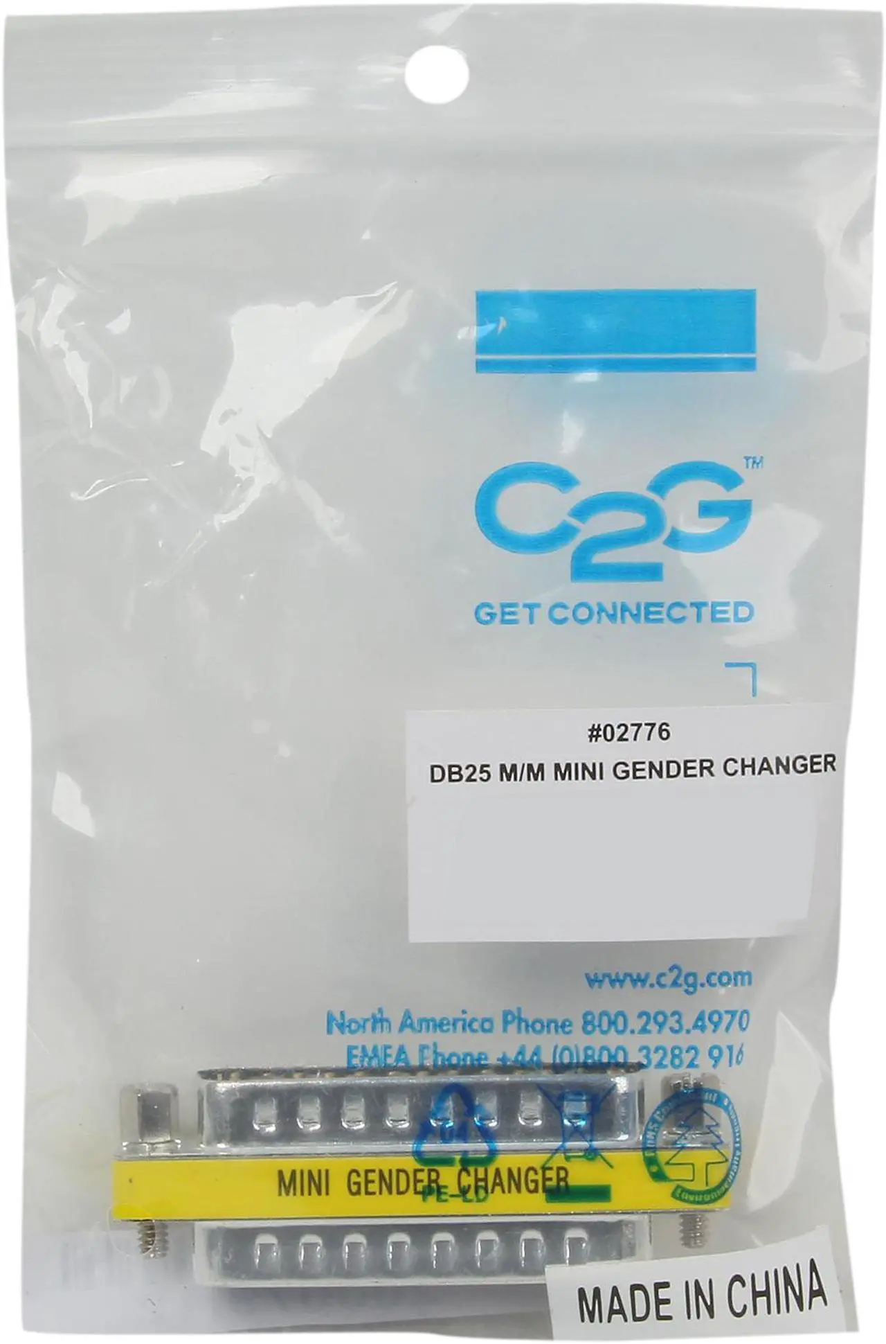 Alt view image 4 of 4 - C2G 02776 DB25 M/M Mini Gender Changer/Coupler, Nickel