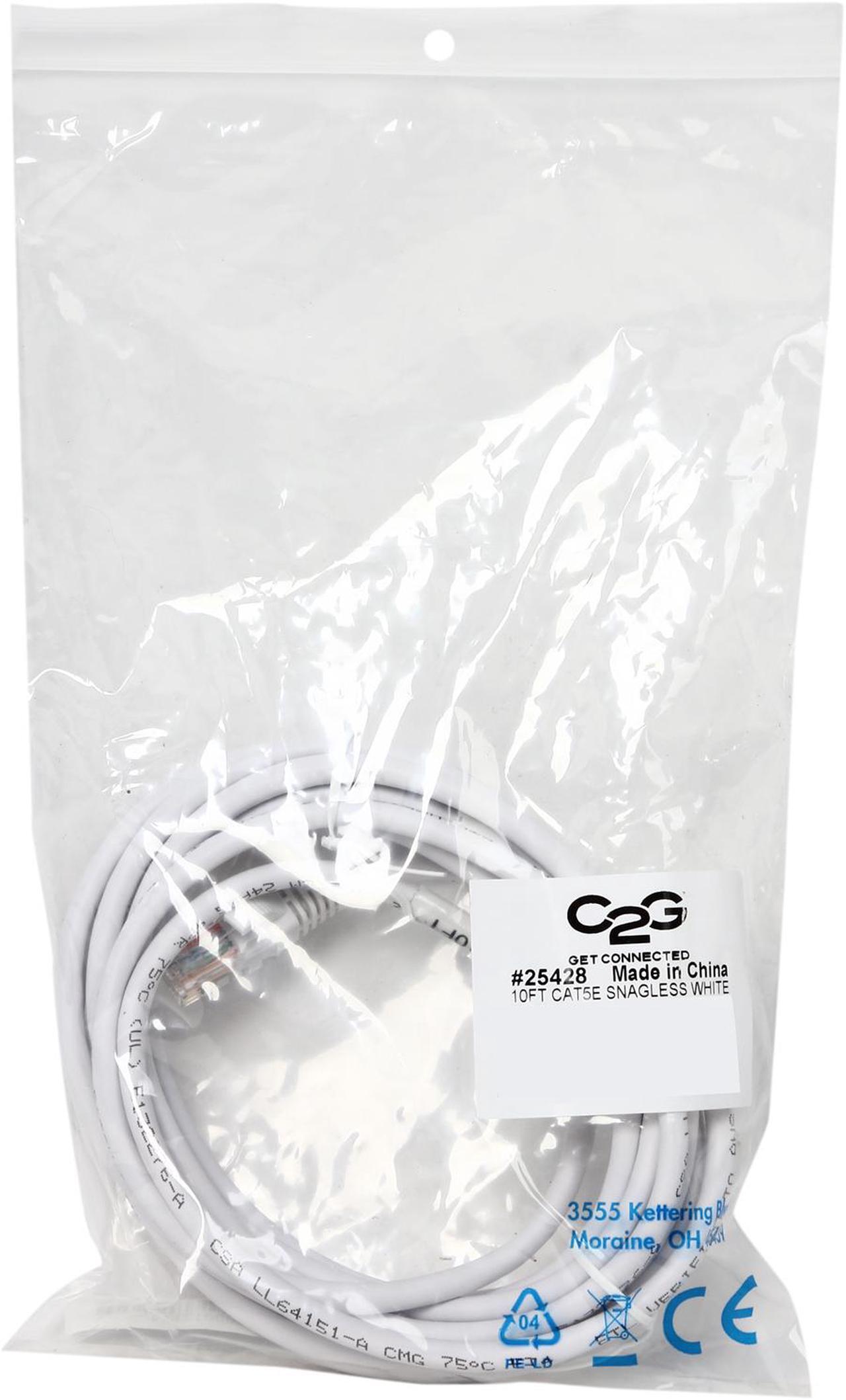 Alt view image 3 of 3 - C2G 25428 Cat5e Cable - Snagless Unshielded Ethernet Network Patch Cable, White (10 Feet, 3.04 Meters)