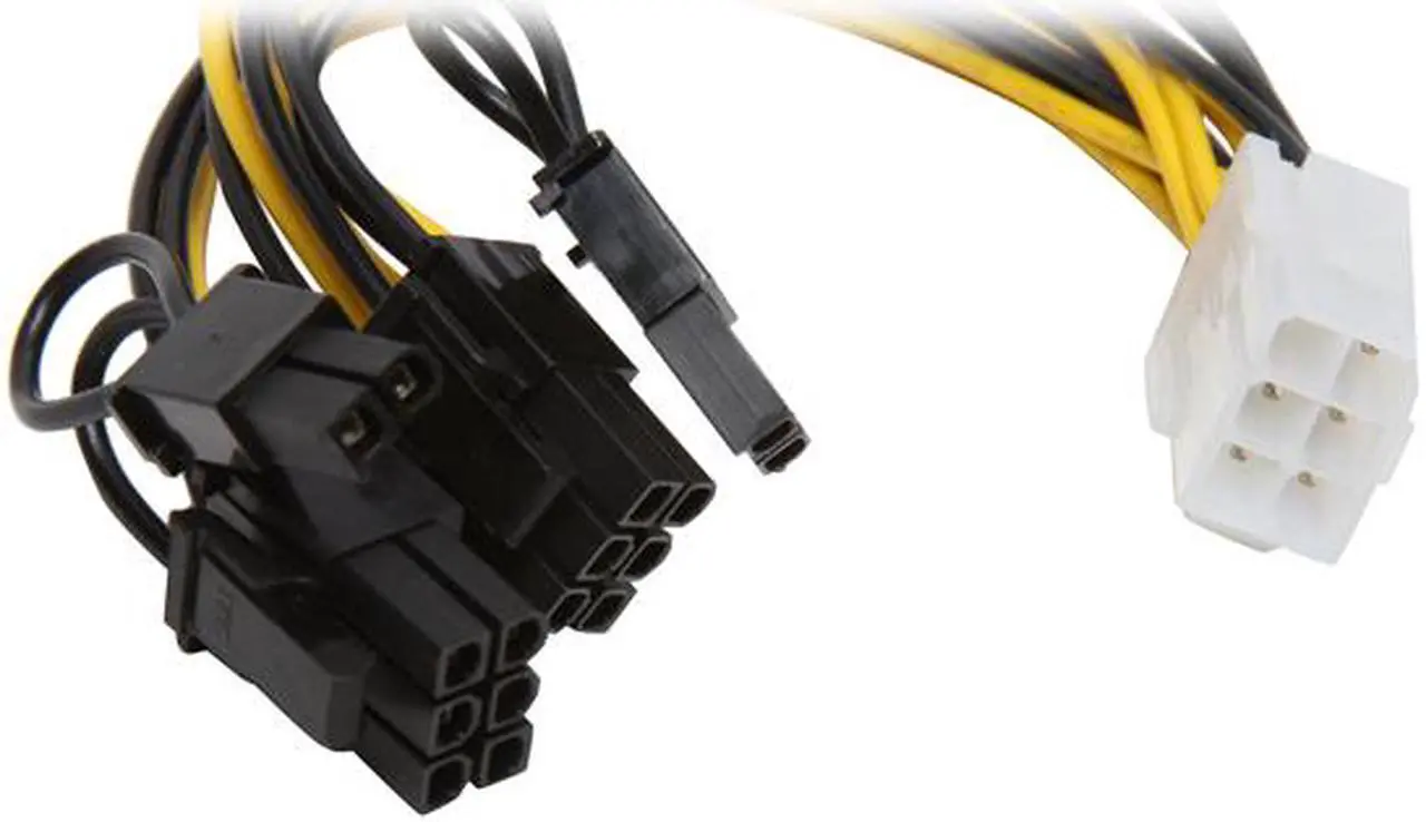 Alt view image 2 of 3 - Athena Power CABLE-YPCIE628 7.25 in. PCIE 6pin "Y" Split to Two PCIE 2.0 8(6+2)pin Cable Female to Male
