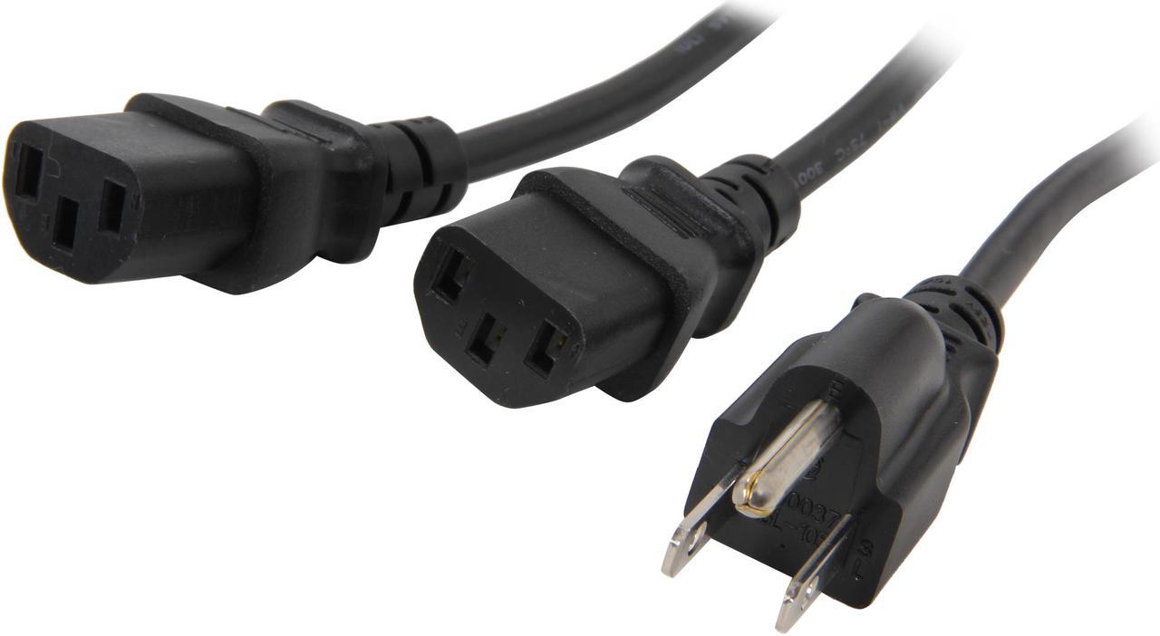 StarTech.com PXT101Y 6 ft. Standard Y Computer Power Cord NEMA 5-15P to 2x C13