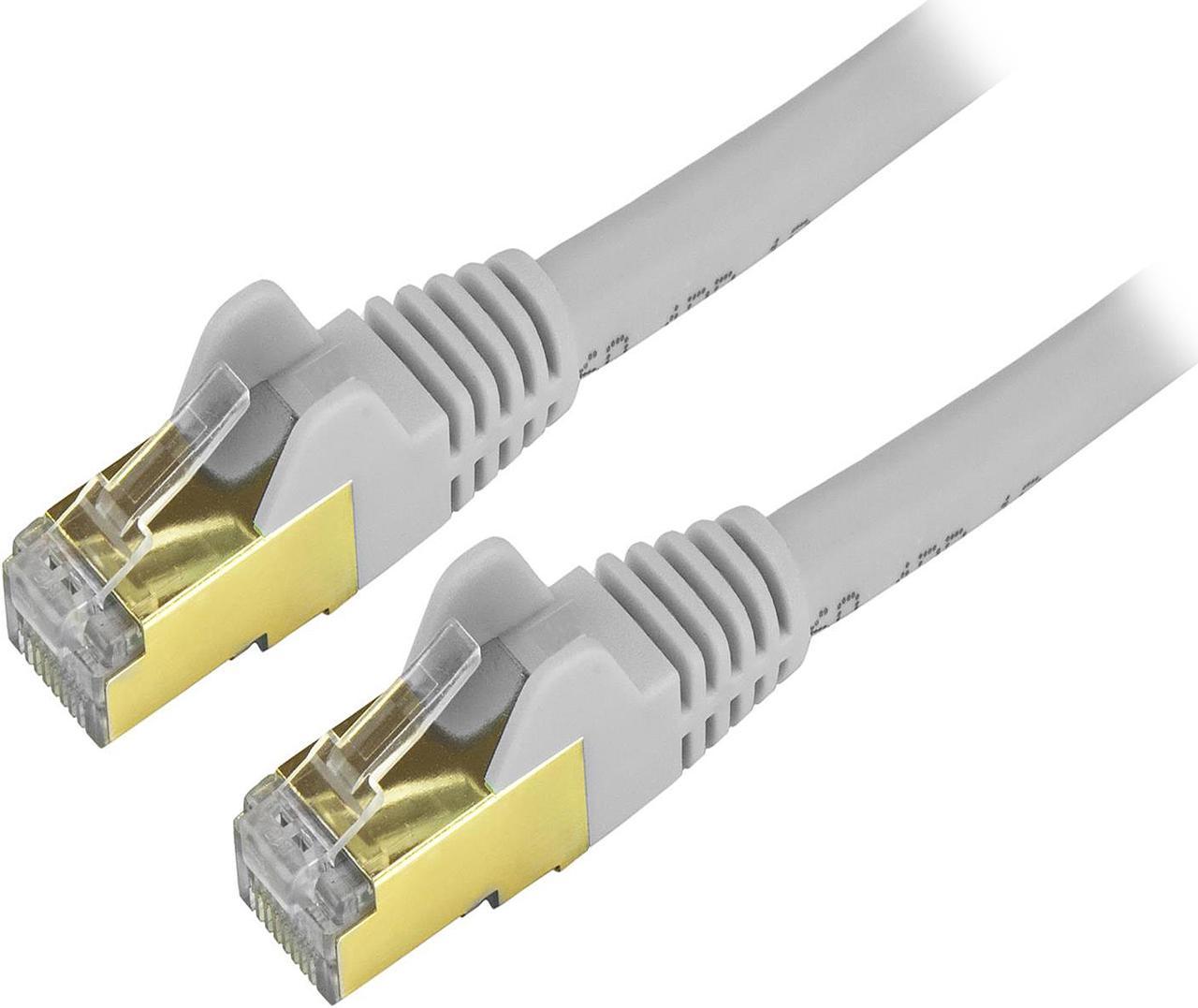 StarTech.com C6ASPAT1GR 1 ft. Cat 6A Gray Shielded Molded STP Patch Cable