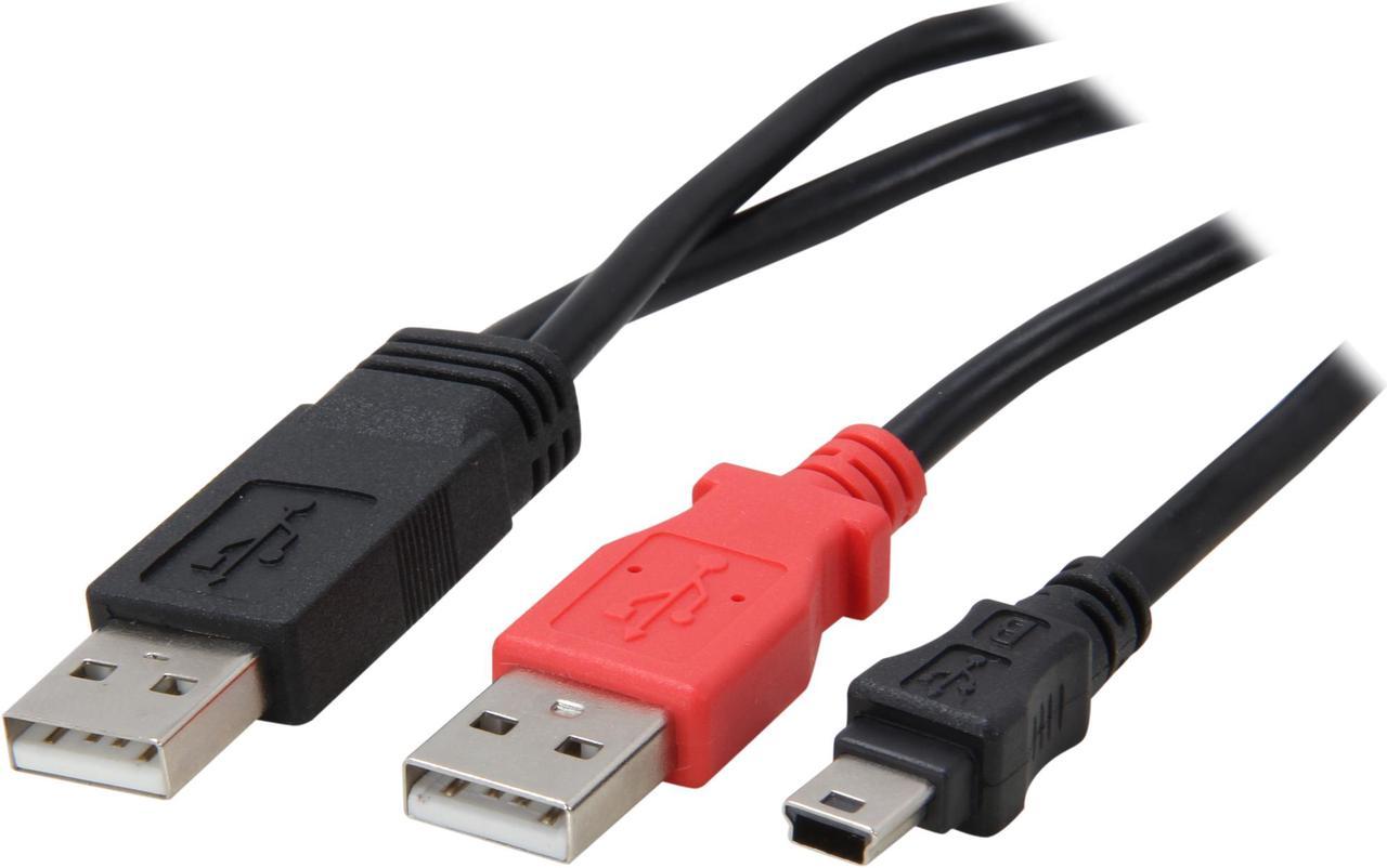 StarTech.com USB2HABMY6 Black & Red USB Y Cable for External Hard Drive - USB A to mini B