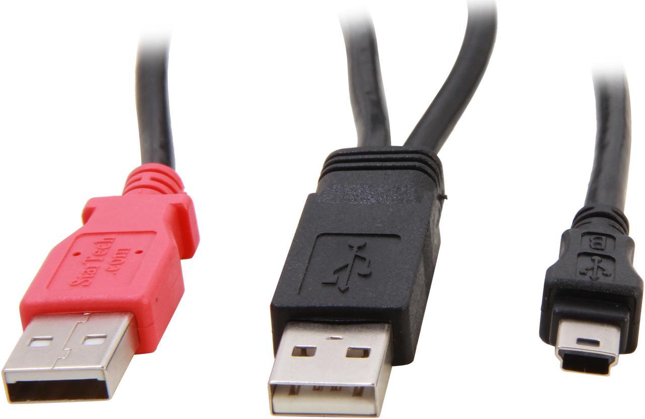 StarTech.com USB2HABMY3 Black & Red USB Y Cable for External Hard Drive - USB A to mini B