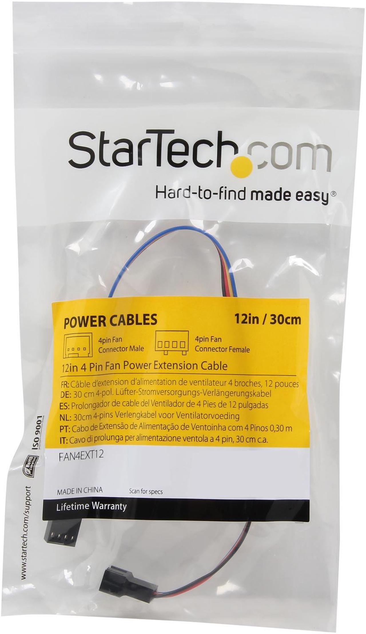 Alt view image 3 of 3 - StarTech.com FAN4EXT12 1 ft. 4 Pin Fan Power Extension Cable - F/M Female to Male