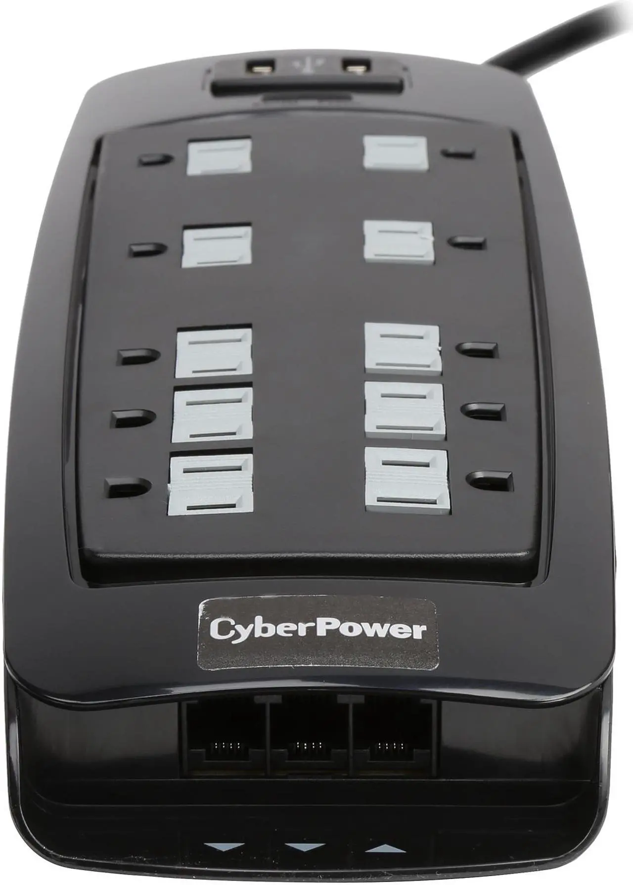 Alt view image 4 of 7 - CyberPower 6 Feet 10 Outlets 3750 Joules Home / Office Surge Protector with 2 USB (1A Shared) Charging Ports