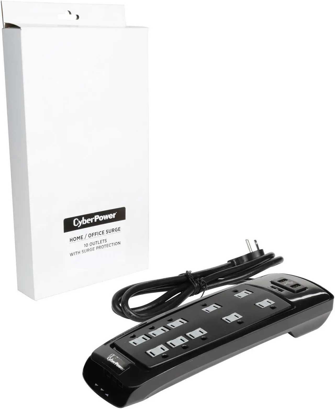 Alt view image 8 of 7 - CyberPower 6 Feet 10 Outlets 3750 Joules Home / Office Surge Protector with 2 USB (1A Shared) Charging Ports