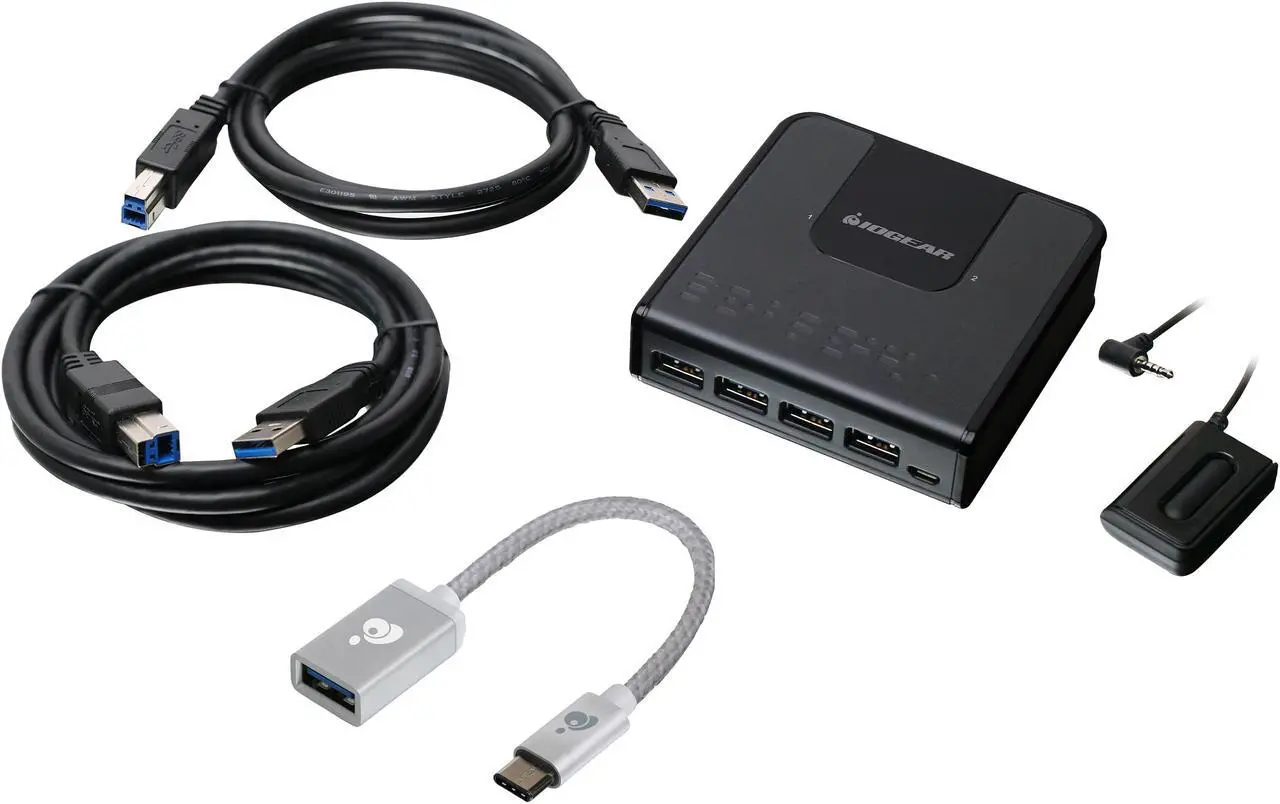 Main image of IOGEAR GUS432CA1KIT 2x4 USB 3.0 Peripheral Sharing Switch with USB-C Adapter