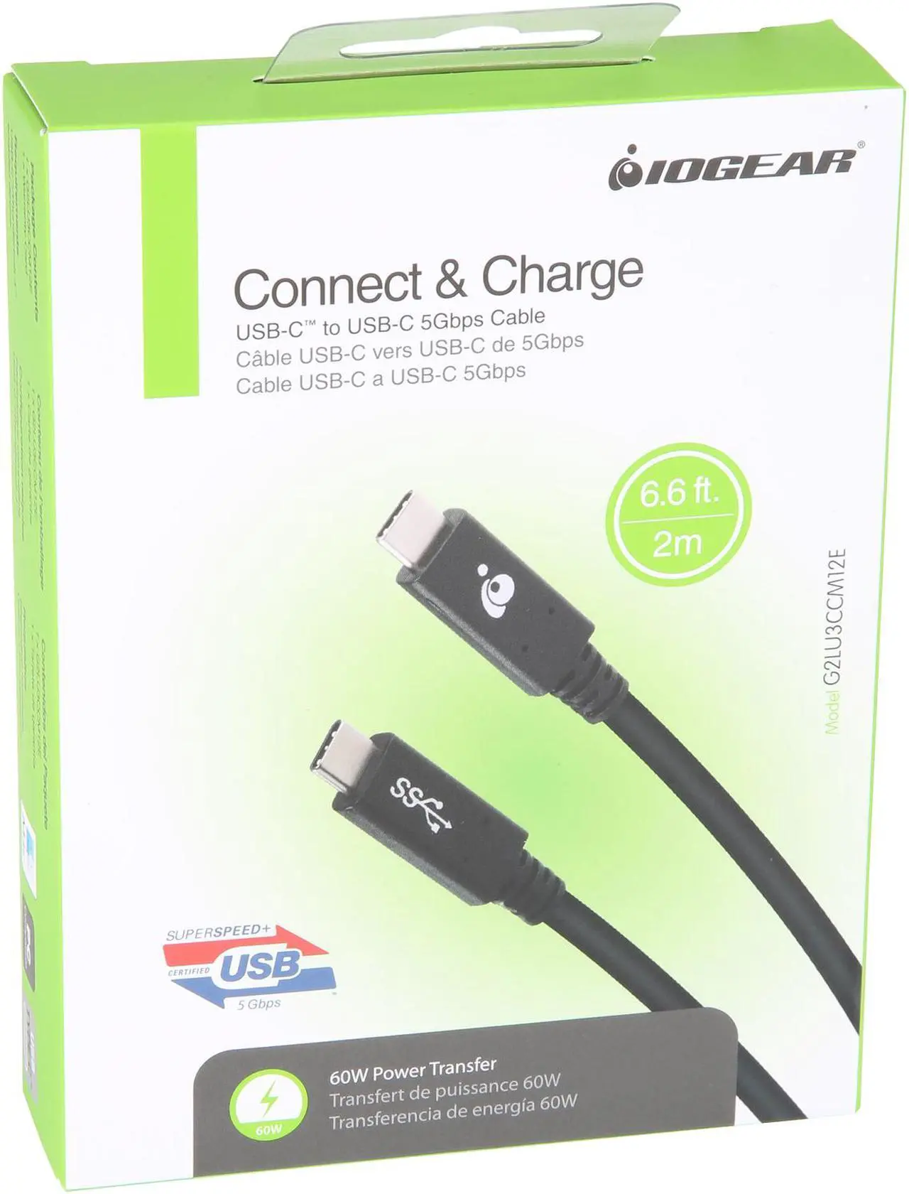 Alt view image 4 of 4 - IOGEAR G2LU3CCM12E Black USB-C to USB-C 5 Gbps 6.6 ft. (2m) Cable