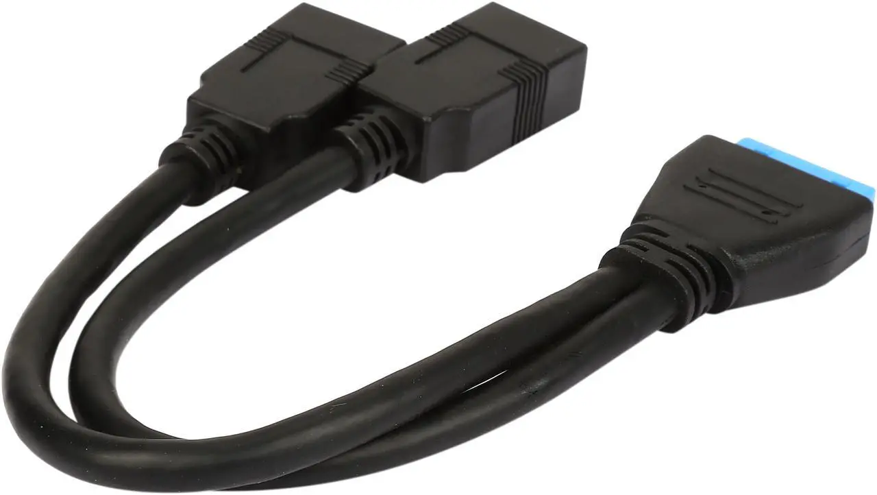 Alt view image 2 of 3 - KINGWIN KW-2USB3MB Two USB 3.0 female type A ports to 20 pin MB adapter cable