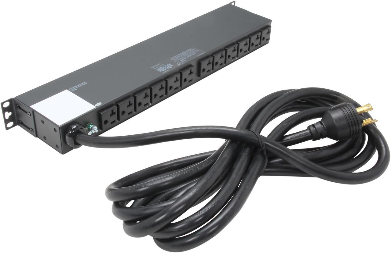 Tripp Lite Metered PDU, 30A, 12 Outlets (5-15/20R), 120 V, L5-30P, 15 ft. Cord, 1U Rack-Mount Power (PDUMH30)