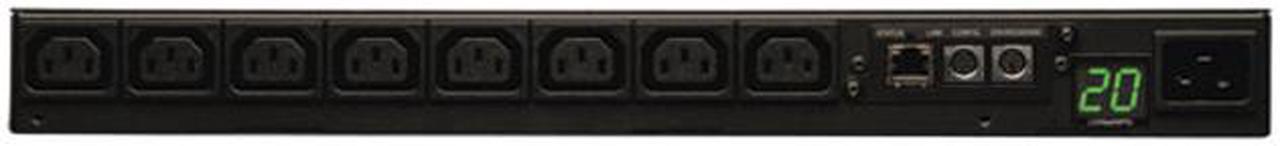 Alt view image 2 of 3 - Tripp Lite Single Phase Monitored PDU, 20A, 8 Outlets C-13, 208 / 220 / 230 / 240V, C20/L6-20P Adapter, 8.5 Feet Cord, 1U Rack-Mount Power, LX Platform, TAA Compliant (PDUMNH20HV)