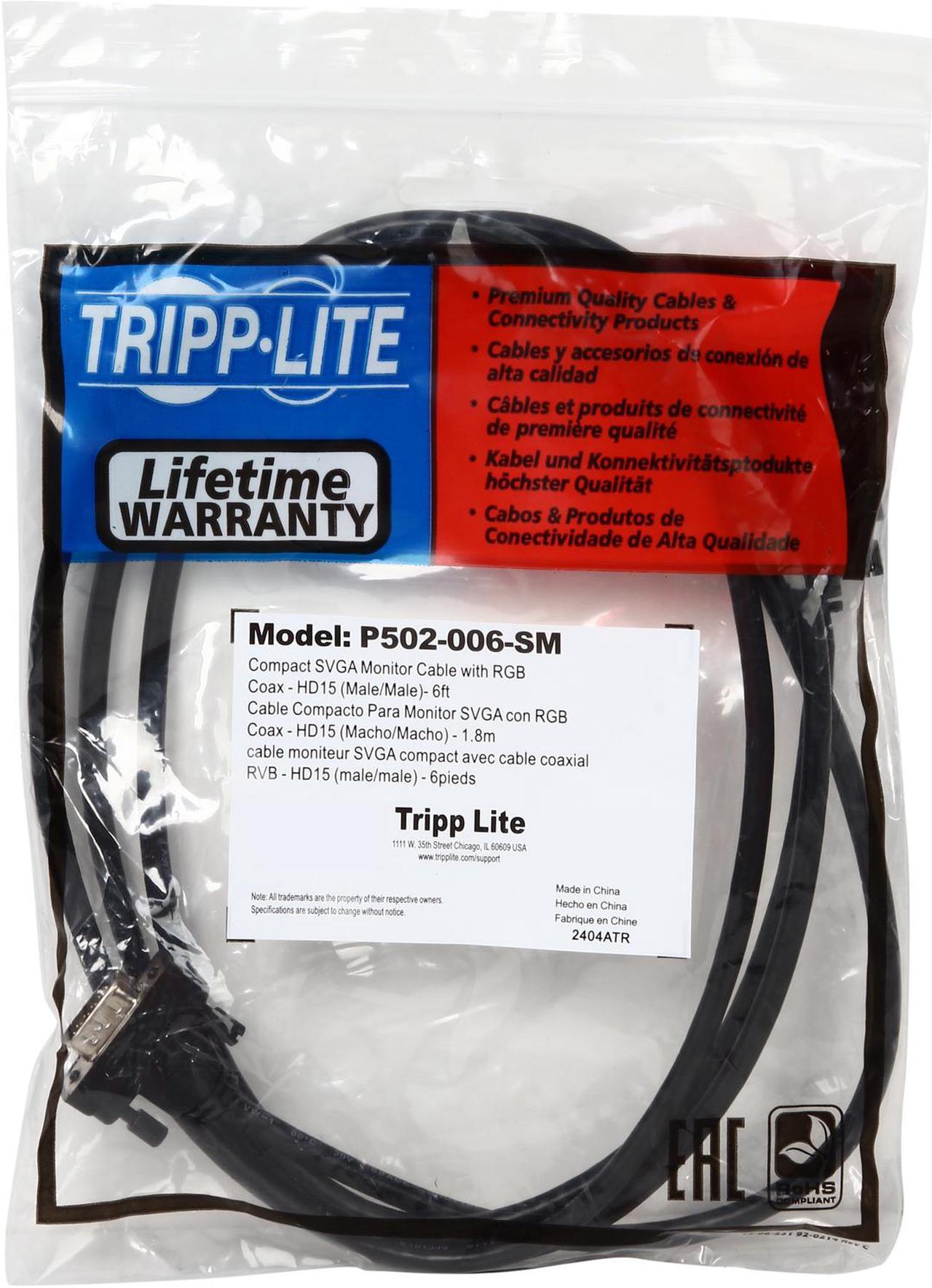 Alt view image 3 of 3 - Tripp Lite P502-006-SM 6 ft. SVGA/VGA Compact RGB Coax Monitor Cable ( HD15 M/M )