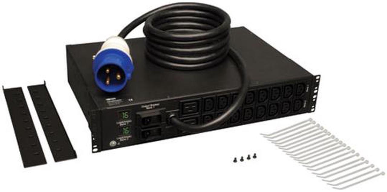 Alt view image 4 of 4 - Tripp Lite PDUMH32HV Metered 2U 230V  12ft Single Phase PDU, 7.3kW, 18 outlets (C13 & C19), IEC-309 Blue 32A Input Connection