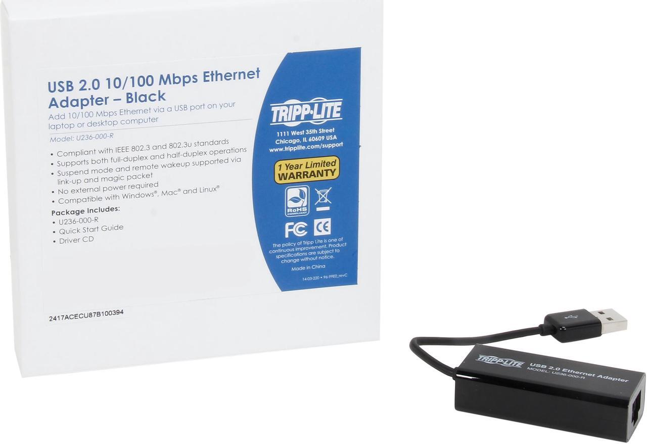 Alt view image 4 of 4 - Tripp Lite U236-000-R USB 2.0 to 10/100 Ethernet Adapter