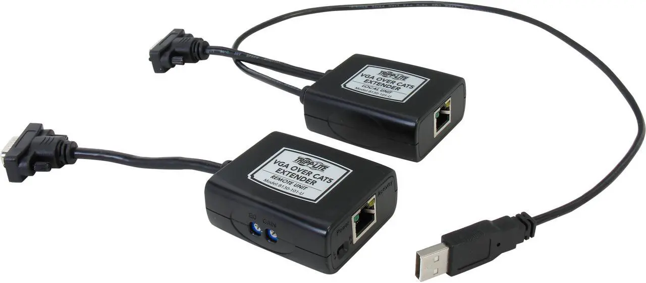 Main image of Tripp Lite VGA over Cat5/Cat6 Extender Kit, Transmitter and Receiver, USB-Powered, 1920x1440 at 60Hz B130-101-U