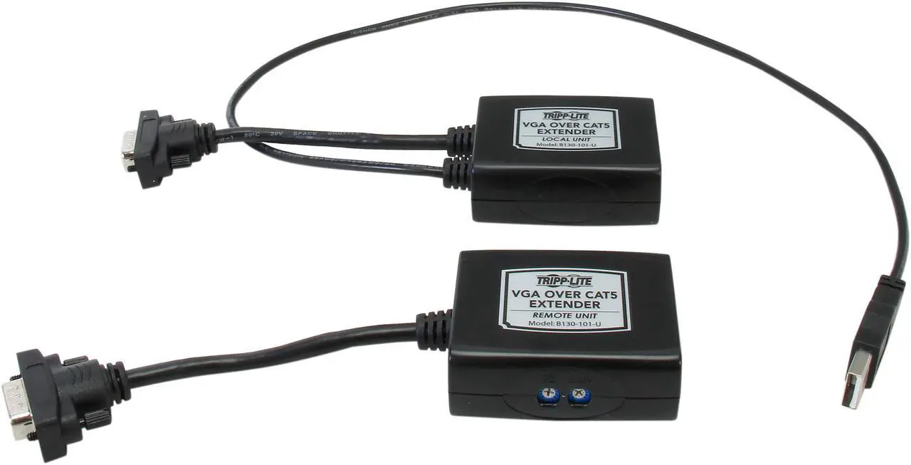 Alt view image 2 of 5 - Tripp Lite VGA over Cat5/Cat6 Extender Kit, Transmitter and Receiver, USB-Powered, 1920x1440 at 60Hz B130-101-U