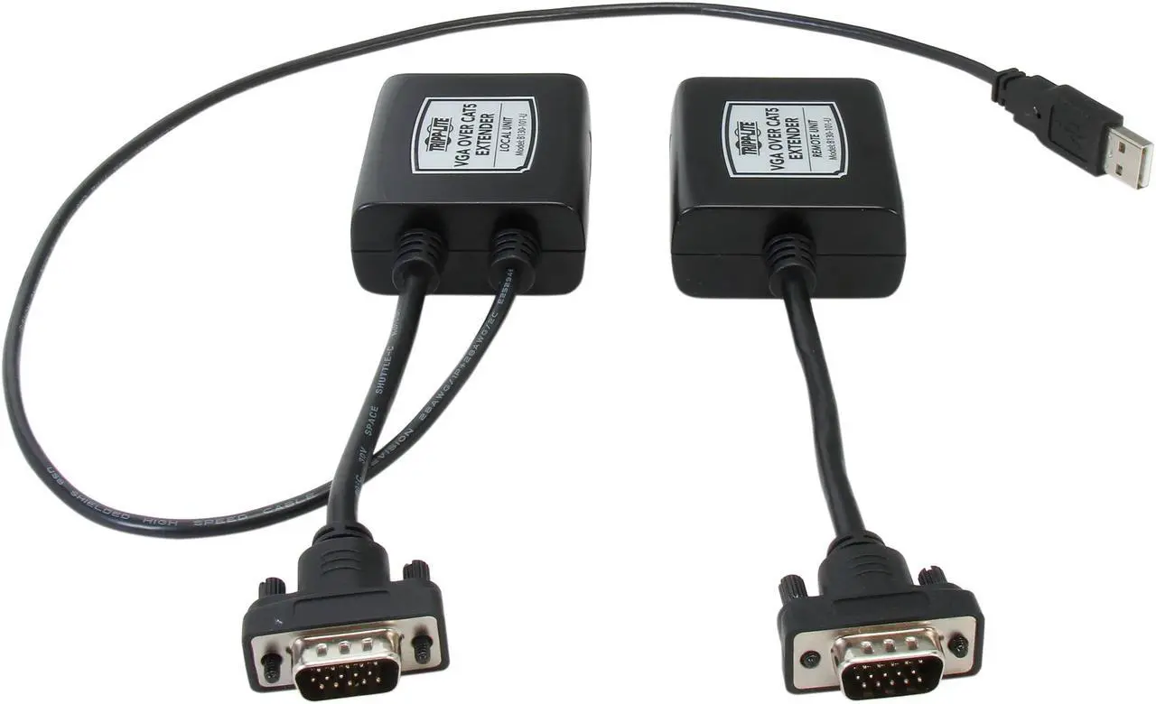 Alt view image 3 of 5 - Tripp Lite VGA over Cat5/Cat6 Extender Kit, Transmitter and Receiver, USB-Powered, 1920x1440 at 60Hz B130-101-U
