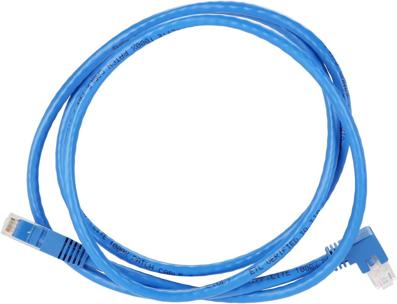Alt view image 2 of 3 - TRIPP LITE N204-005-BL-LA 5 ft. Cat 6 Blue Gigabit Left Angle to Straight Patch Cable
