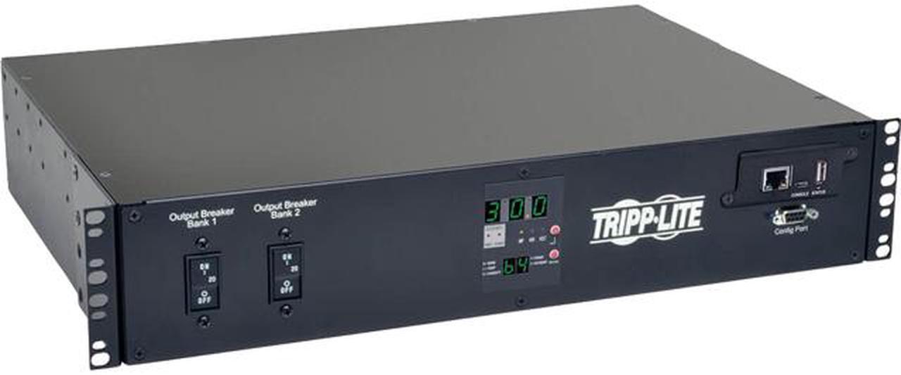 Tripp Lite 5.76 kWatts Single-Phase ATS / Switched PDU, LX Platform Interface, 208 / 240V (16 x C13, 2 x C19 & 1 x L6-30R) 2 x L6-30P Inputs, 2U Rack-Mount, TAA (PDUMH30HVATNET)