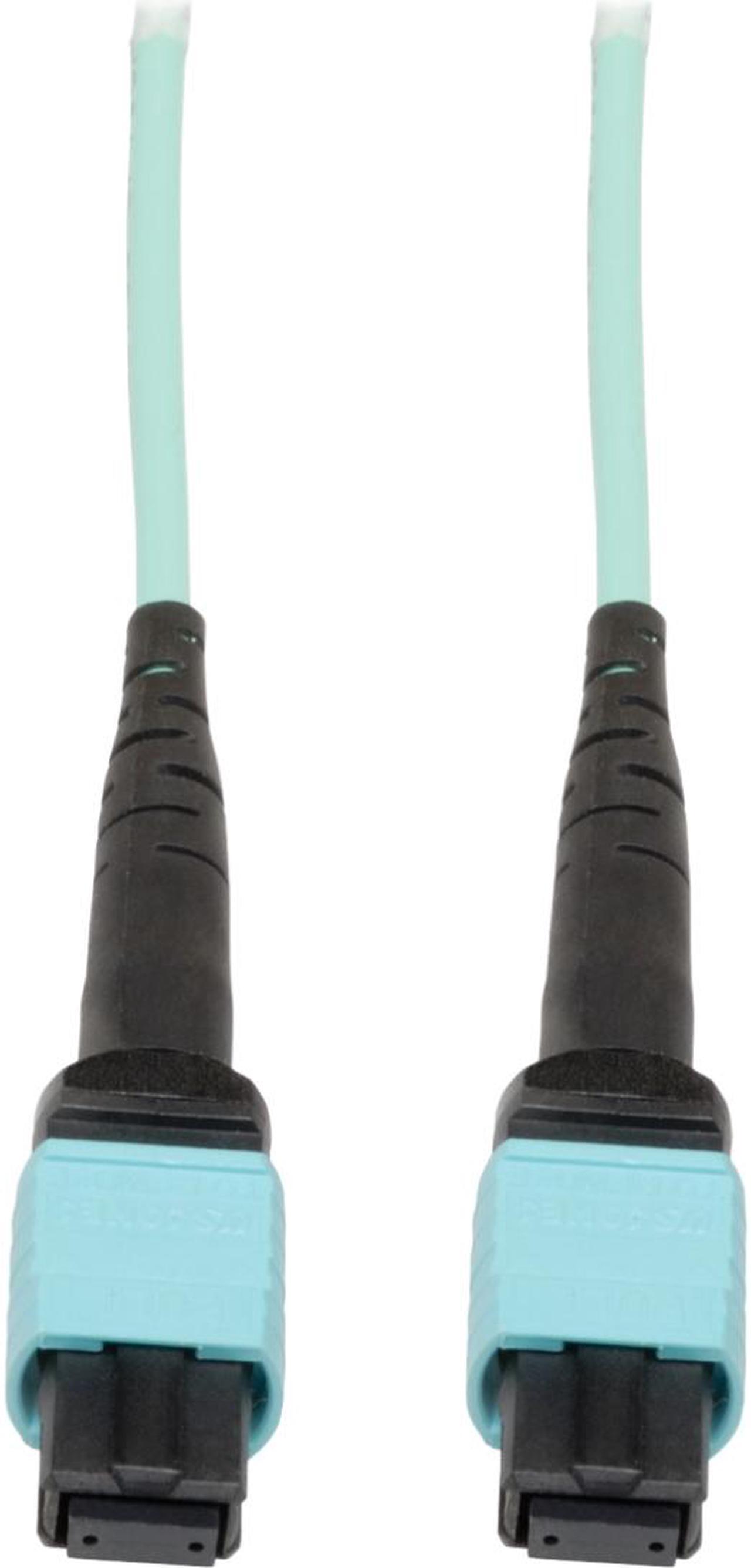 Main image of Tripp Lite 3 Meter MTP / MPO Patch Cable, 12 Fiber, 40GbE Aqua OM3 Plenum