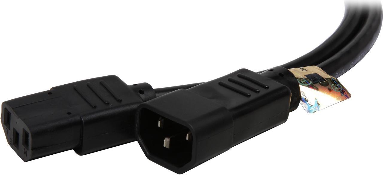Main image of Tripp Lite Model P004-004-13A 4 ft. Black 16AWG SJT, 13A, 100-250V IEC-320-C14 to IEC-320-C13 Power Cord Male to Female