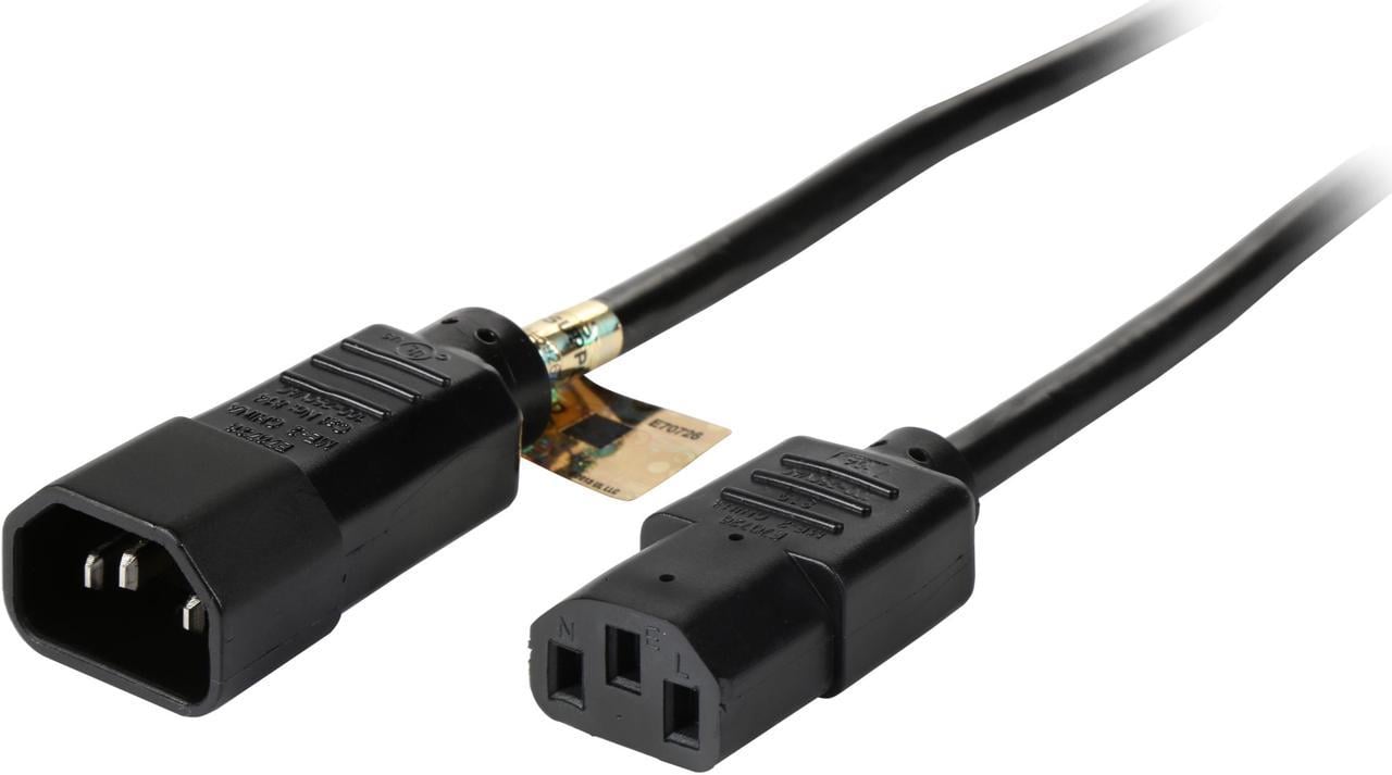 Tripp Lite Model P004-015 15 ft. Black 18AWG SJT, 10A, 100-250V IEC-320-C14 to IEC-320-C13 Power Cord Male to Female