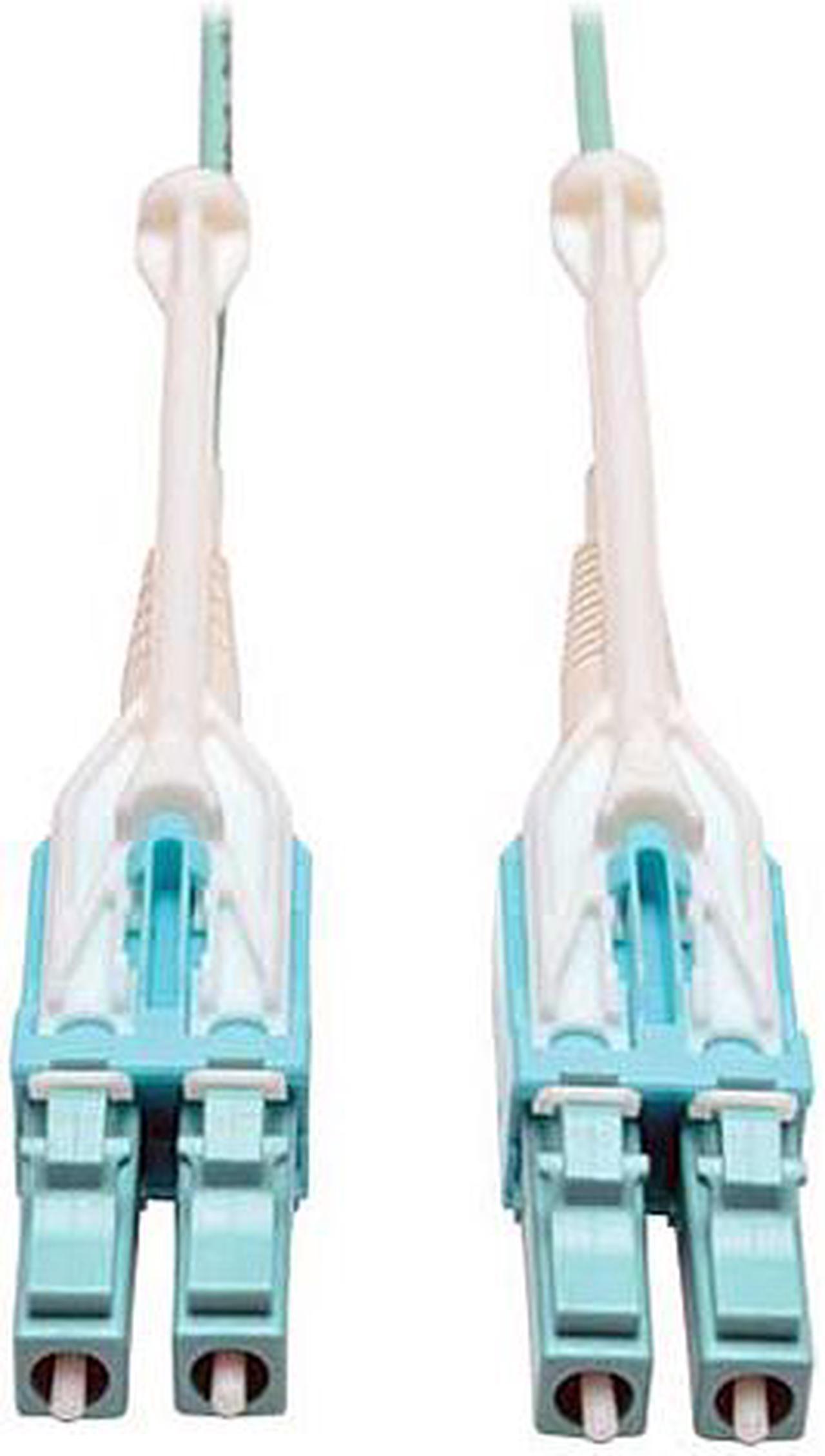 Tripp Lite 10Gb Duplex Multimode 50/125 OM3 LSZH Fiber Patch Cable with Push/Pull Tab Connectors, (LC/LC) - Aqua, 2M (6-ft.) (N820-02M-T)