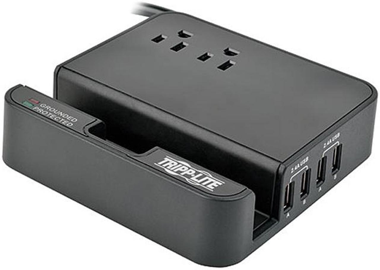 Tripp Lite TLP26USBB Protect It! 2- Outlet Surge Protector, 6-ft. Cord, 1080 Joules, 4 USB Charging Ports (4.8A total)