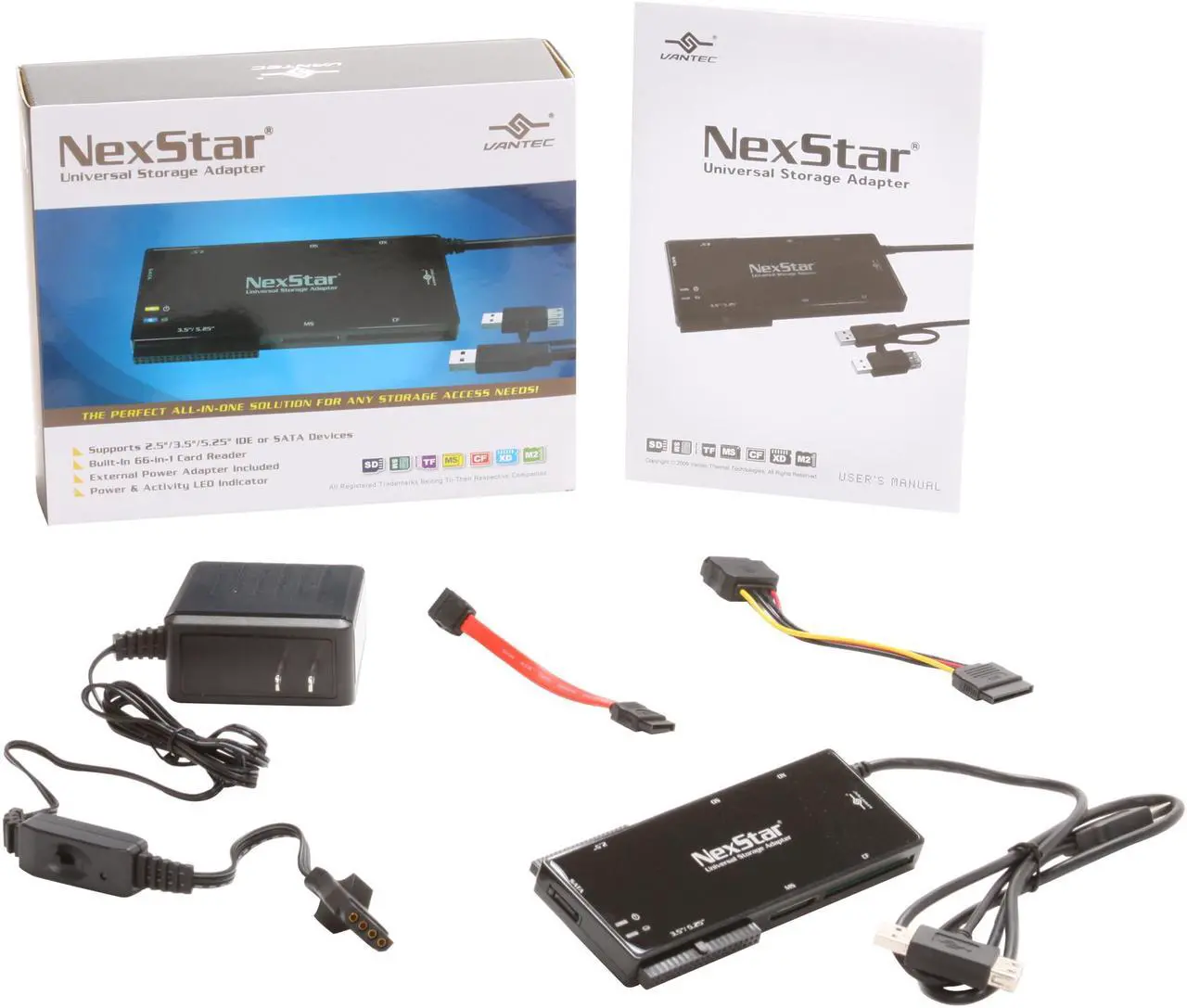 Alt view image 10 of 10 - Vantec NexStar SATA/IDE to USB 2.0 Universal Storage Adapter with 66-in-1 Card Reader - Model CB-ISATACR