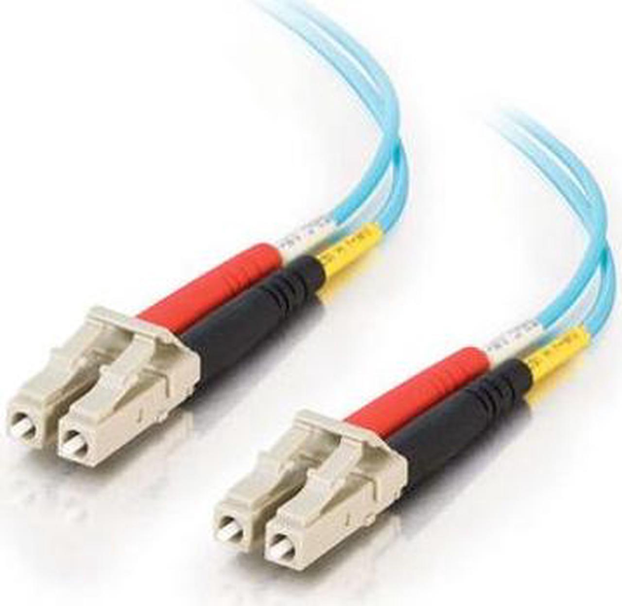 C2G 33046 OM3 Fiber Optic Cable - LC-LC 50/125 10Gb Duplex Multimode PVC Fiber Cable, Aqua (6.6 Feet, 2 Meters)