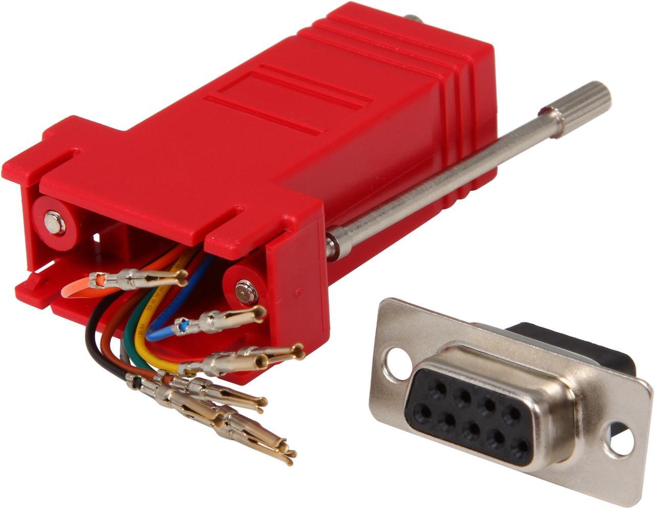 Main image of C2G 02944 RJ45 to DB9 Female Serial RS232 Modular Adapter, Red