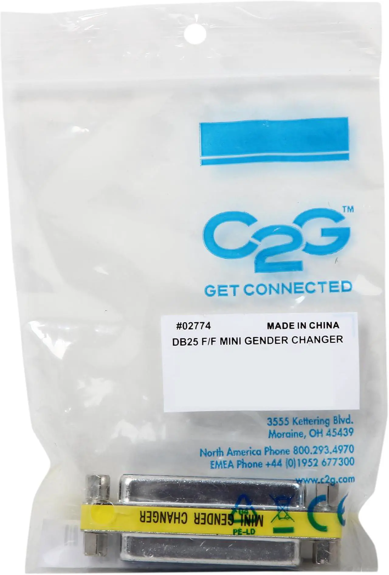 Alt view image 3 of 3 - C2G 02774 DB25 F/F Mini Gender Changer (Coupler)