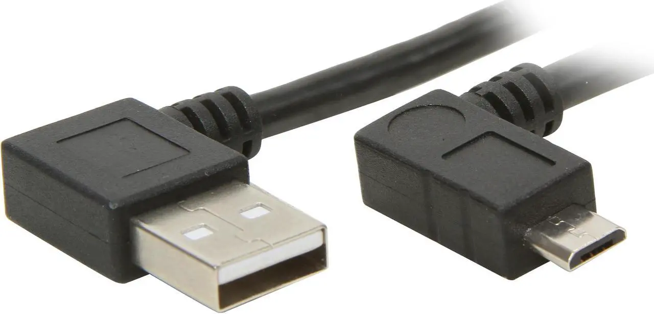 Main image of C2G 28113 USB Cable - USB 2.0 Right Angle A Male to Micro-USB B Right Angle Male Cable, Black (3.3 Feet, 1 Meter)
