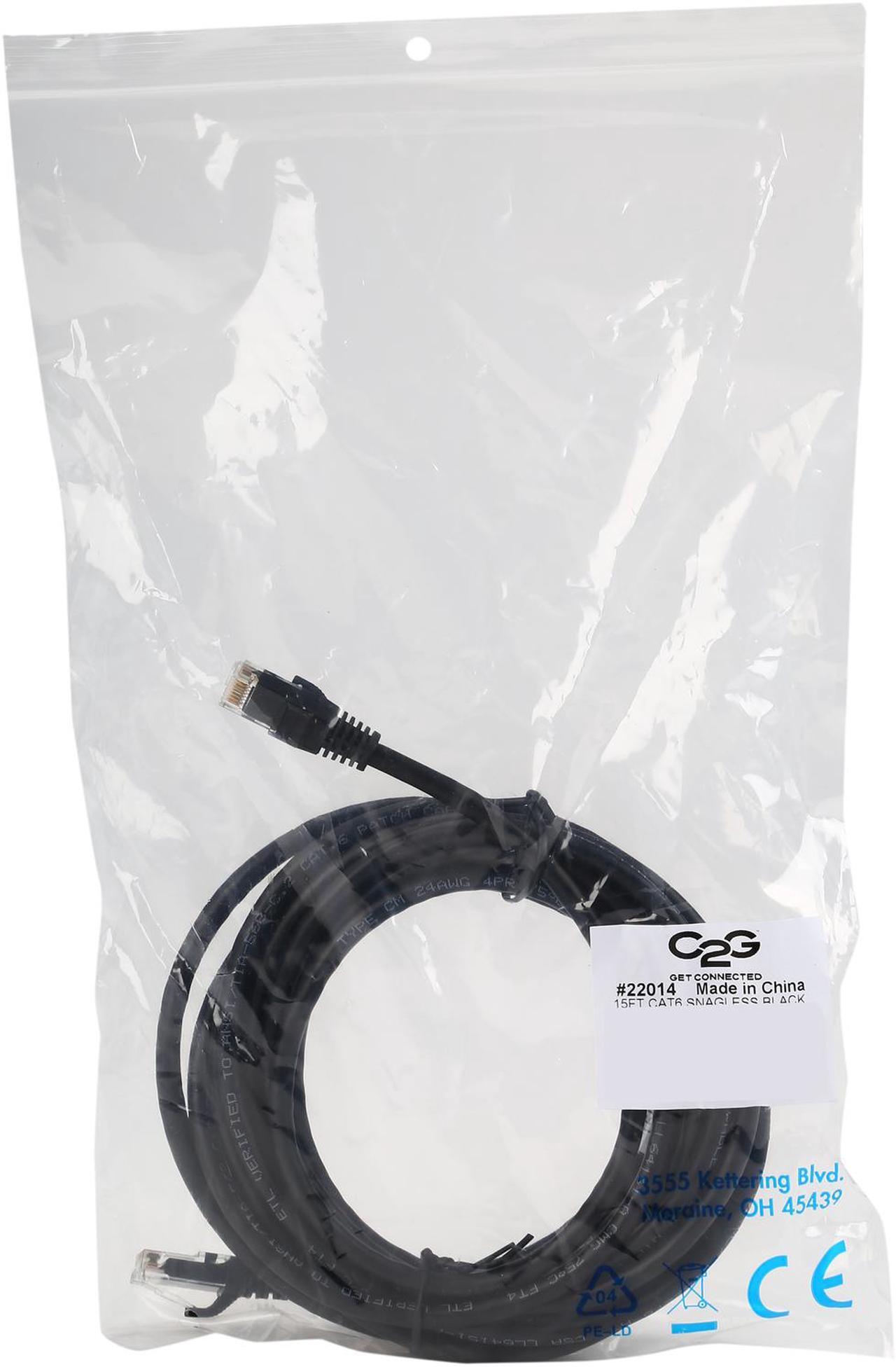 Alt view image 3 of 3 - C2G 22014 Cat6 Cable - Snagless Unshielded Ethernet Network Patch Cable, Black (15 Feet, 4.57 Meters)