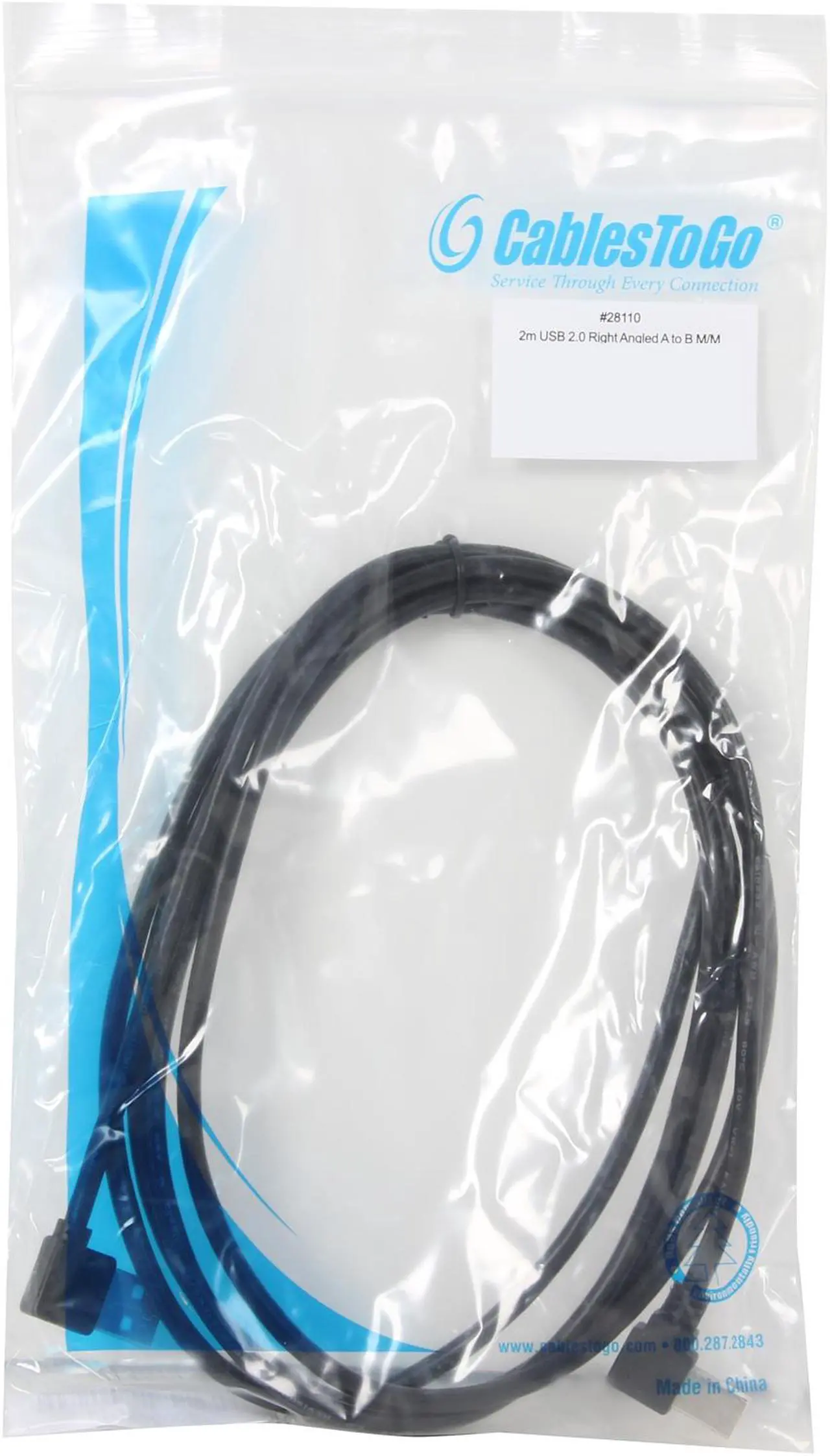 Alt view image 3 of 3 - C2G/Cables To Go 28110 2m USB 2.0 Right Angled A to B M/M
