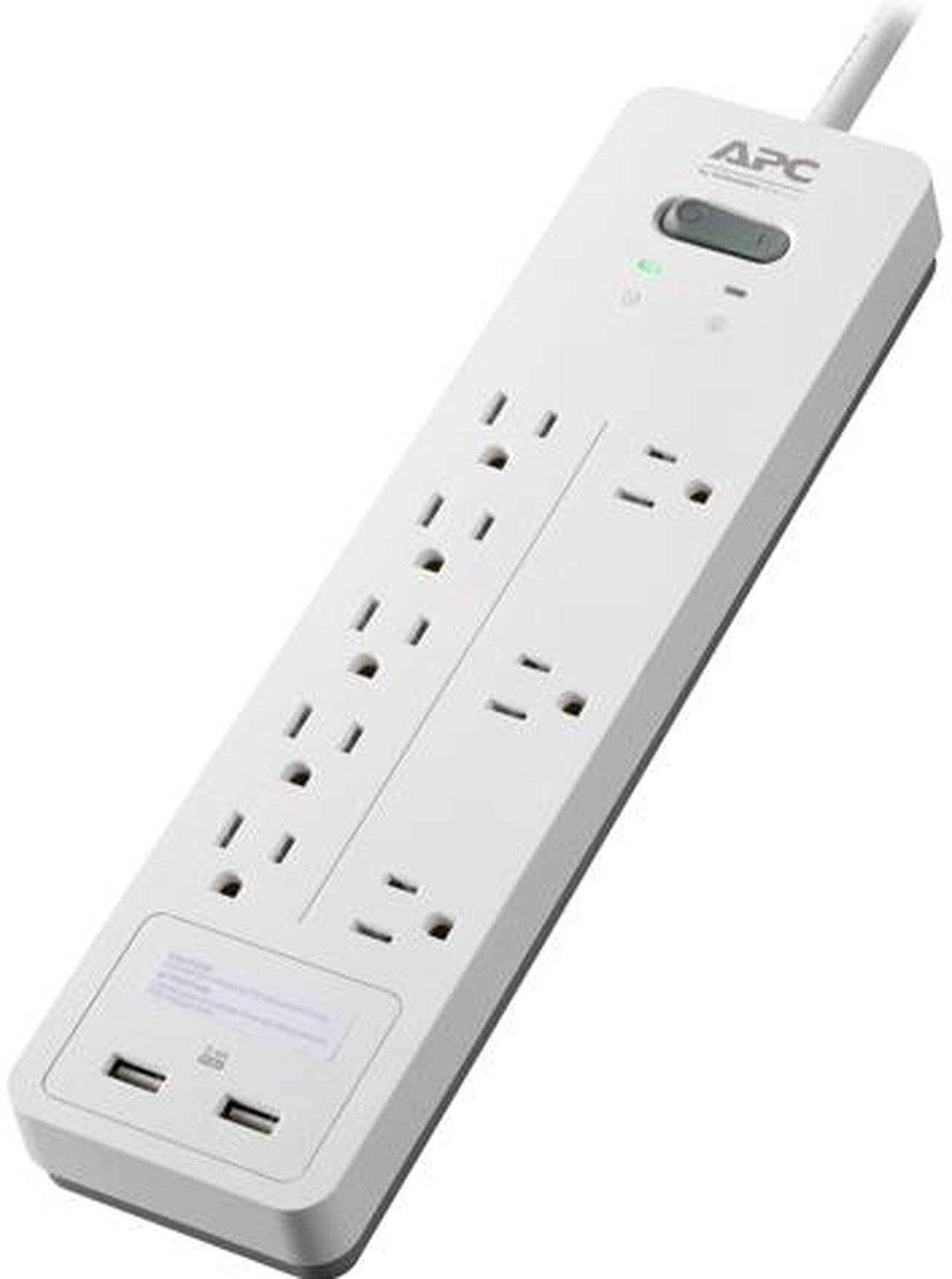 APC 8-Outlet Surge Protector with USB Charging Ports, SurgeArrest Home / Office - White  (PH8U2W)