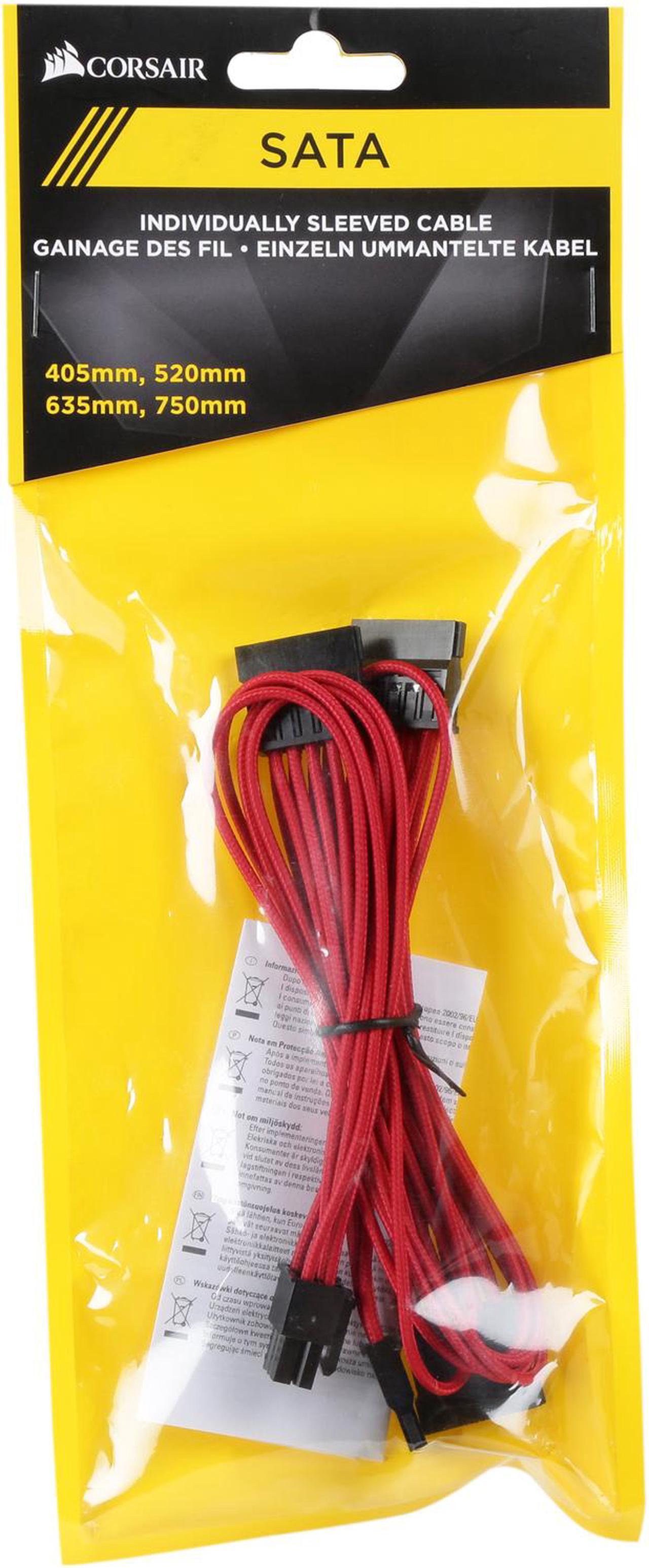 Alt view image 3 of 3 - Corsair CP-8920187 2.46 ft. (0.75m) Premium Individually Sleeved SATA Cable, Type 4 (Generation 3)