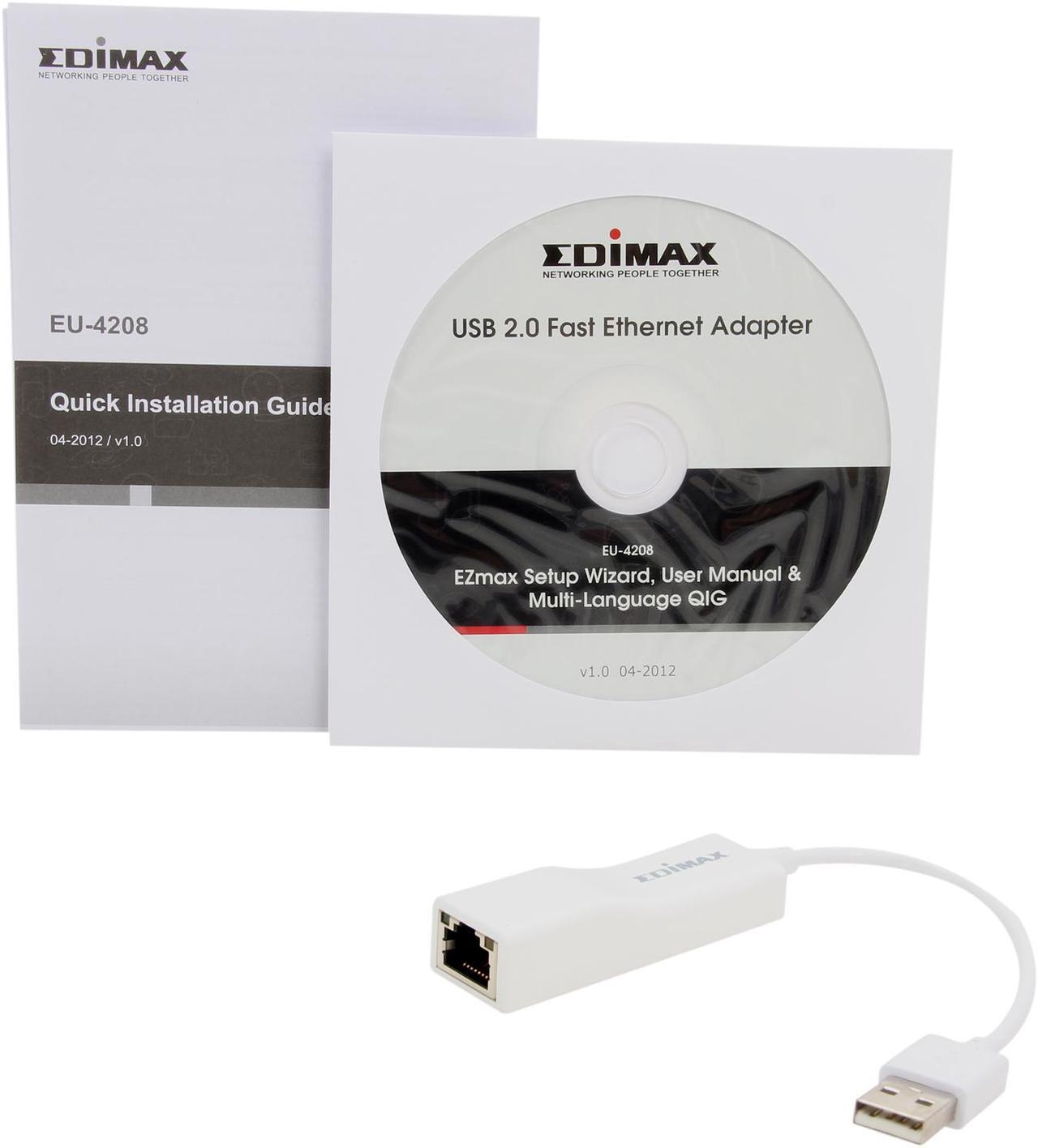 Alt view image 3 of 4 - Edimax EU-4208 USB 2.0 to 10/100Mbps Fast Ethernet LAN Wired Network Adapter for Windows XP/ Vista / 7 / 8 / 8.1, Macbook Air, and Linux (ASIX AX88772B chipset)