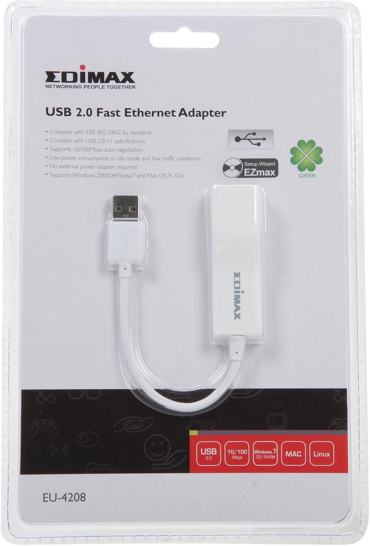 Alt view image 4 of 4 - Edimax EU-4208 USB 2.0 to 10/100Mbps Fast Ethernet LAN Wired Network Adapter for Windows XP/ Vista / 7 / 8 / 8.1, Macbook Air, and Linux (ASIX AX88772B chipset)