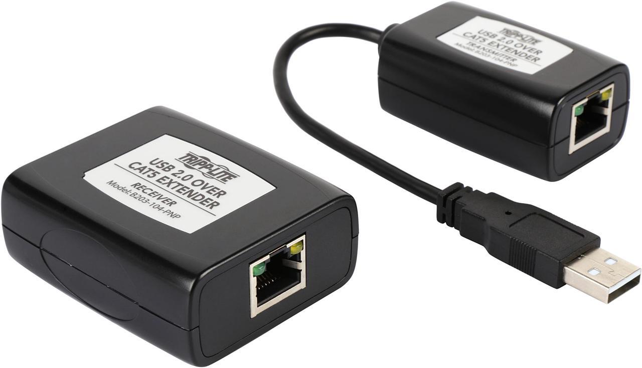 Main image of Tripp Lite 4-Port USB 2.0 over Cat5/Cat6 Extender Hub Kit, Transmitter & Receiver, Hi-Speed USB-A Up to 164 ft. (B203-104-PNP)