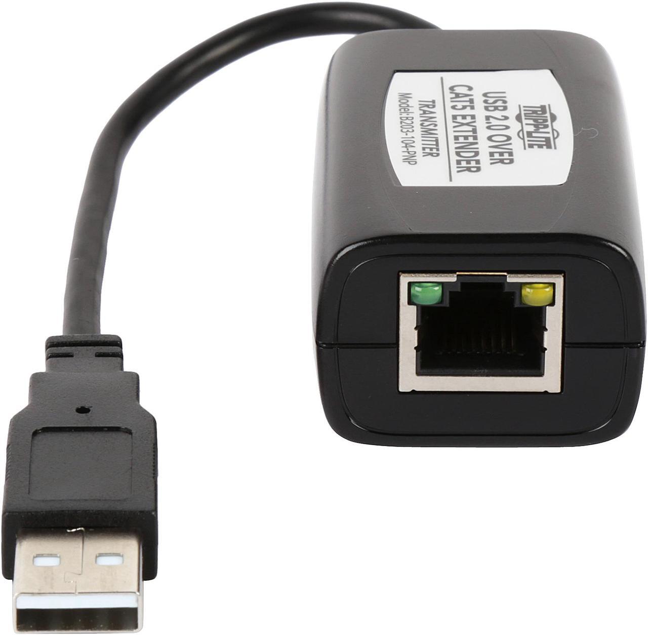 Alt view image 7 of 8 - Tripp Lite 4-Port USB 2.0 over Cat5/Cat6 Extender Hub Kit, Transmitter & Receiver, Hi-Speed USB-A Up to 164 ft. (B203-104-PNP)
