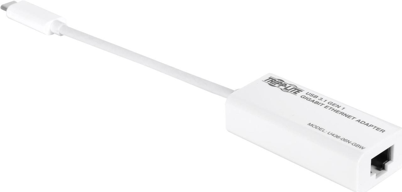 Main image of Tripp Lite U436-06N-GBW USB 3.1 Gen 1 Type-C to Gigabit Ethernet NIC Network Adapter, 10/100/1000 Mbps, White