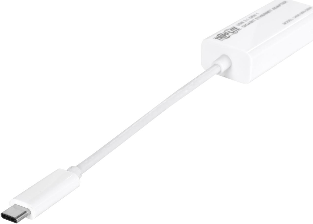Alt view image 2 of 3 - Tripp Lite U436-06N-GBW USB 3.1 Gen 1 Type-C to Gigabit Ethernet NIC Network Adapter, 10/100/1000 Mbps, White