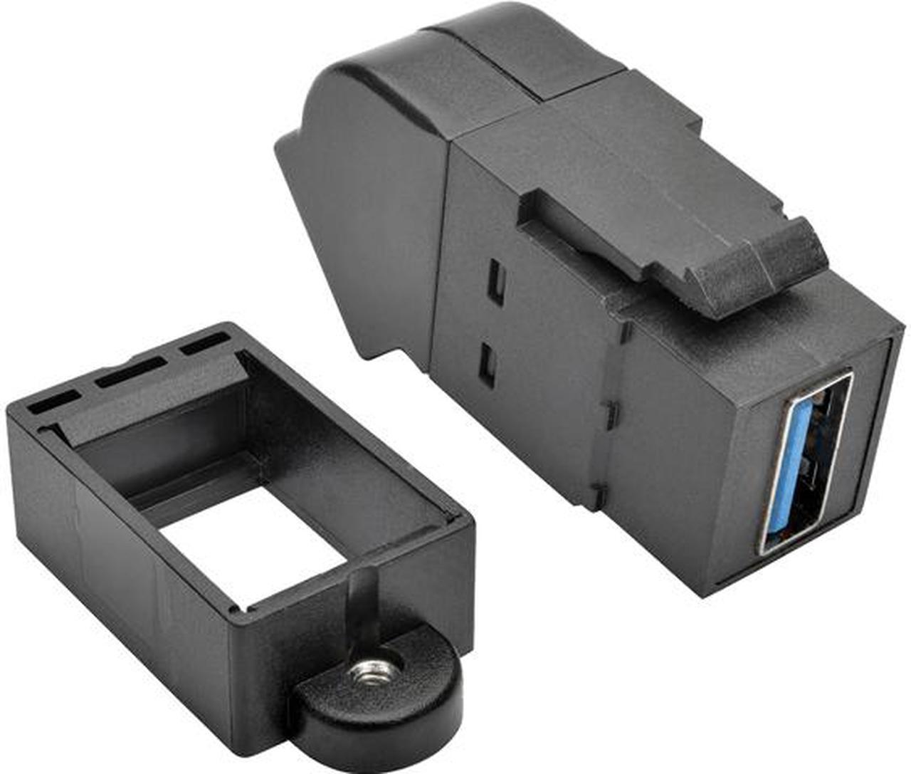 Main image of Tripp Lite USB 3.0 Keystone Panel Mount Coupler Angled F/F All in One Black (U325-000-KPA-BK)