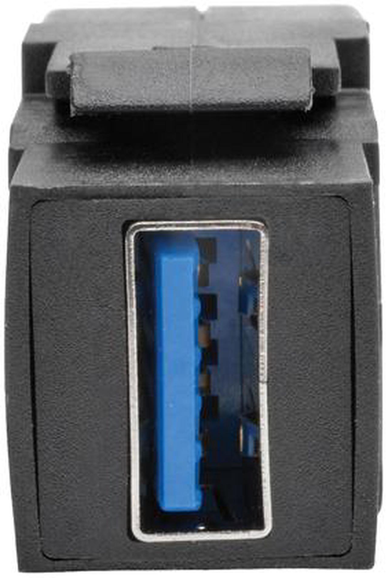 Alt view image 3 of 5 - Tripp Lite USB 3.0 Keystone/Panel Mount Coupler Cable (F/F), All-in-One, Angled Connector, Black, 1 ft. (U325-001-KPA-BK)