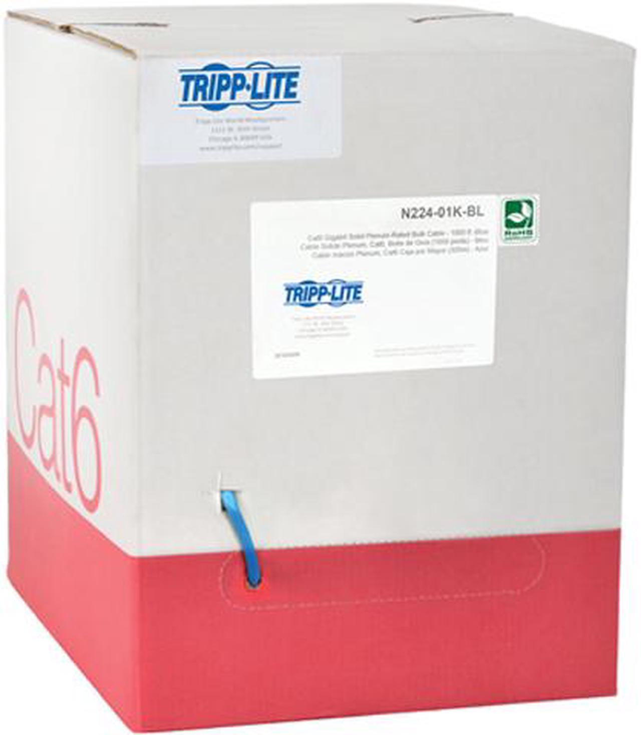 TRIPP LITE N224-01K-BL 1000 ft. Cat 6 Blue Gigabit Bulk Solid-Core Plenum-Rated PVC Cable