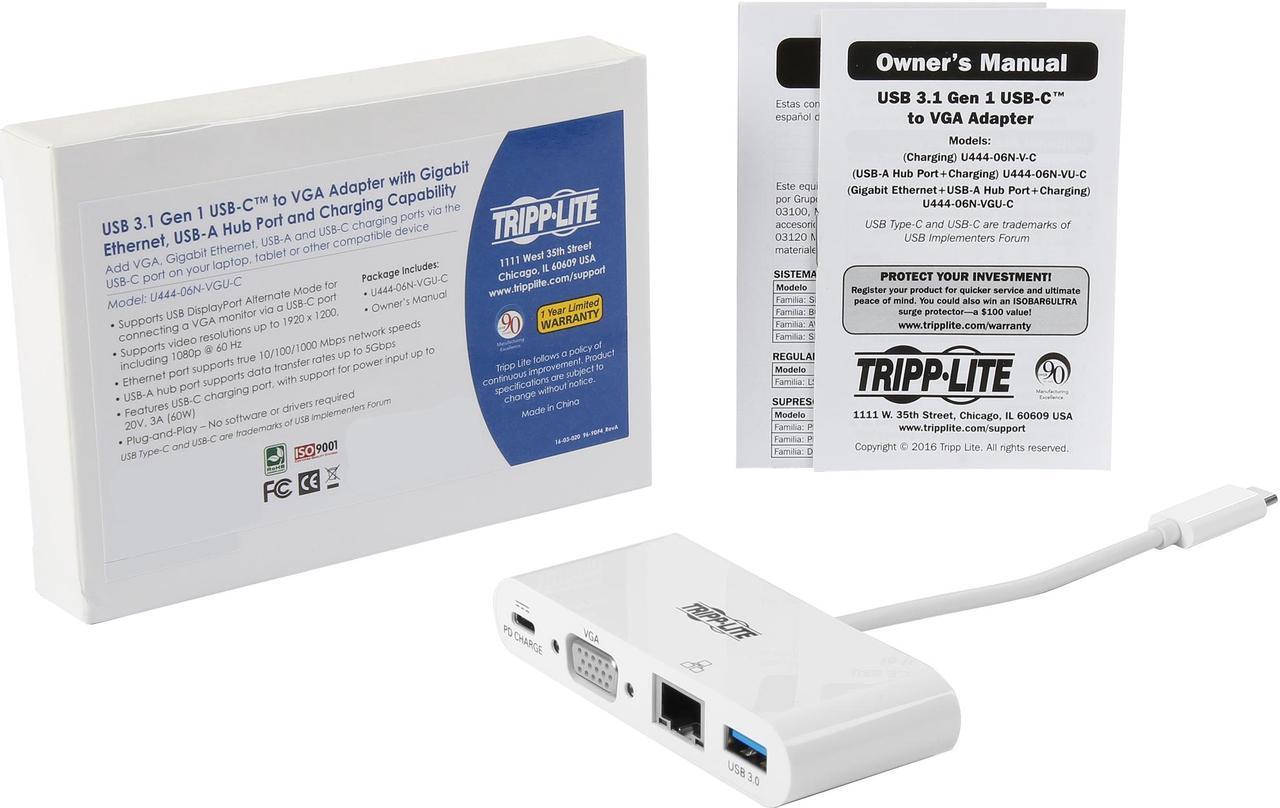 Alt view image 6 of 5 - Tripp Lite USB C to VGA Multiport Adapter Converter Hub USB Type C to VGA (U444-06N-VGU-C)
